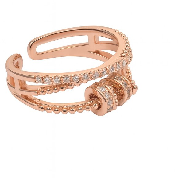 Rose Gold Plated S925 Cubic Zirconia Adjustable Fidget Anxiety Ring - Picture 1 of 10